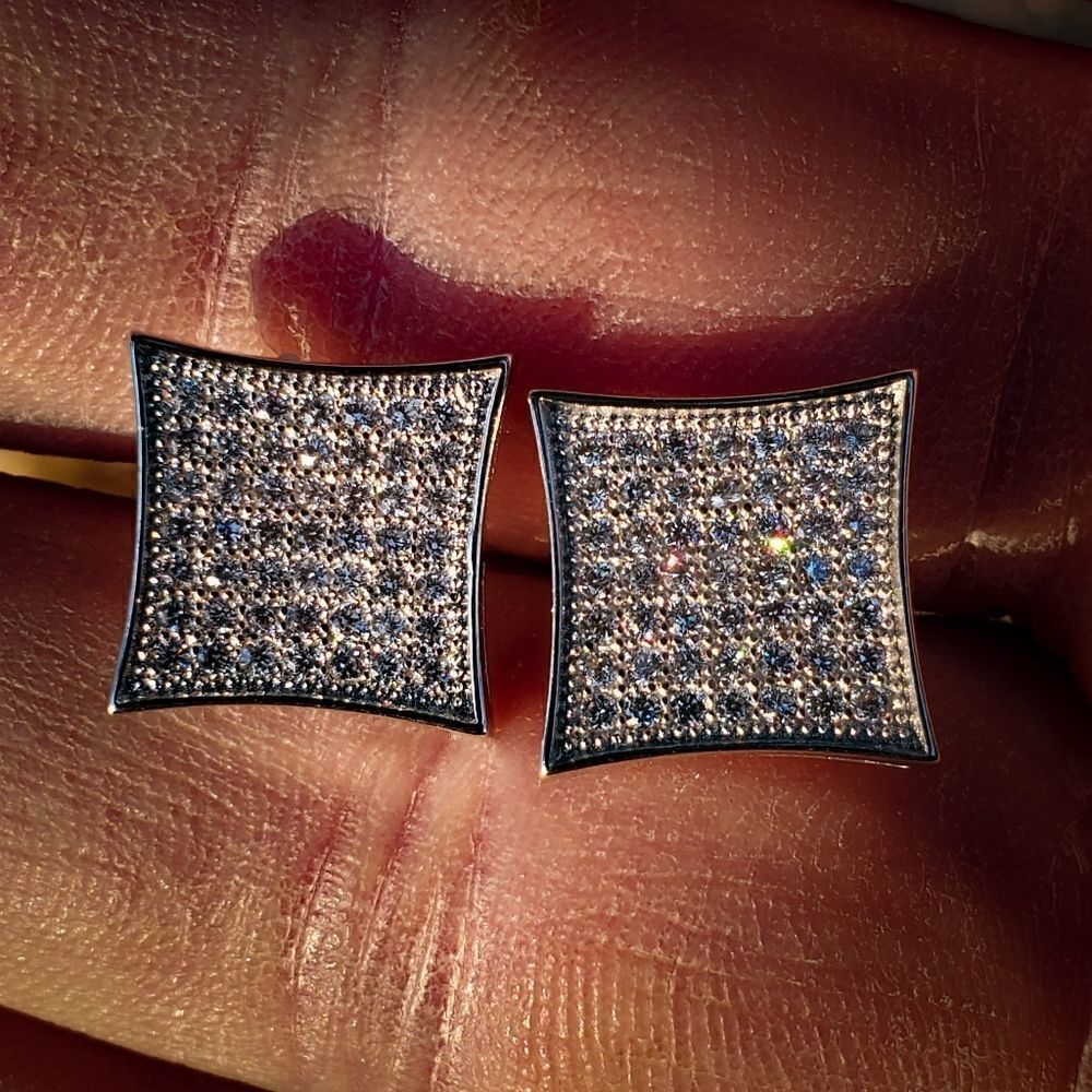 XL Pave Set .925 Sterling Silver Kite Earrings
